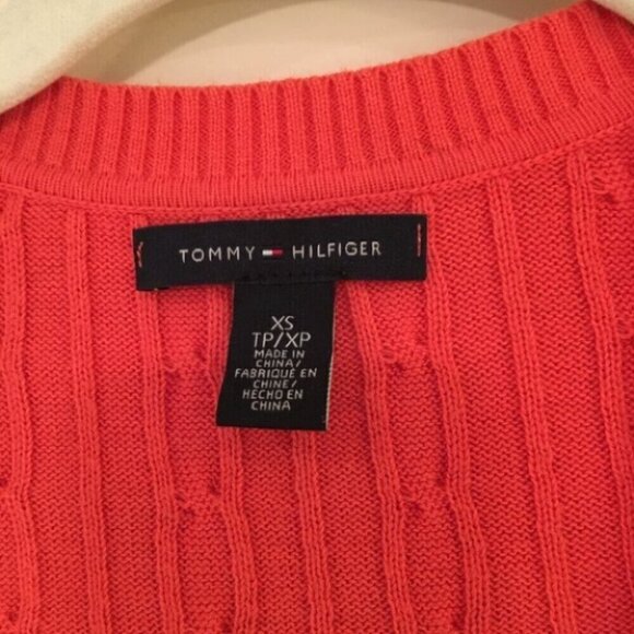 Tommy Hilfiger Red V-neck Ribbed Sweater - Picture 4 of 5